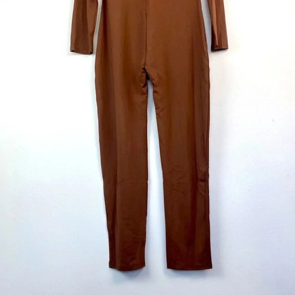 Adult Basic Long Sleeve Bodysuit Unitard Mocha Gym Yoga Workout One-Piece Dance - Picture 6 of 8